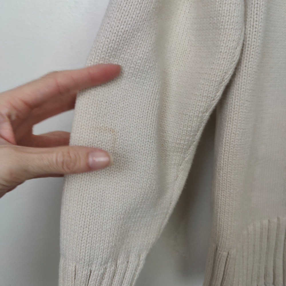 J.Crew Cotton Turtleneck Sweater Womens Medium Ivory Knit Preppy Ribbed Cotton - Picture 3 of 9